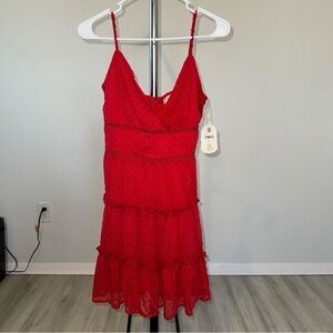 New Altar’d State Women’s Red Black Polka Dot Layered Dress Adjustable Straps